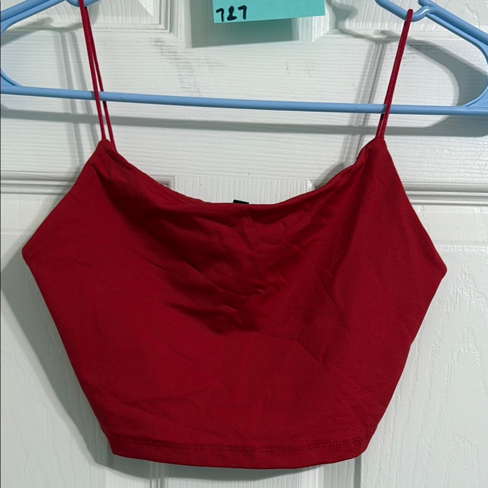 Red Sleeveless Fitted Crop Camisole